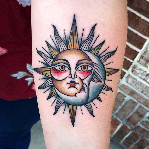 23 Plus Belles Idées De Tatouage Femme Soleil Et Lune