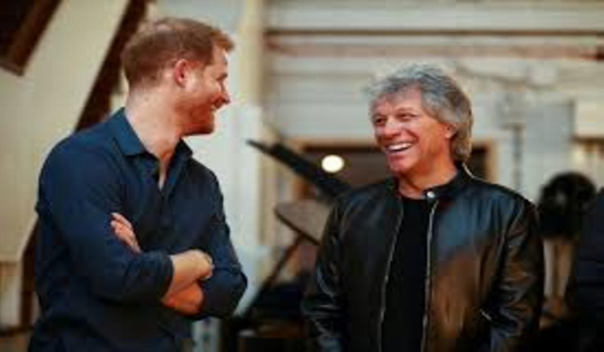 Le prince Harry en studio avec Jon Bon Jovi